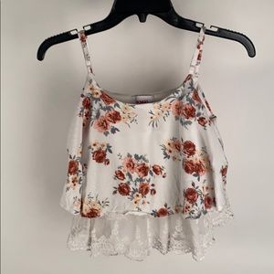 Bongo white and pink floral crop top